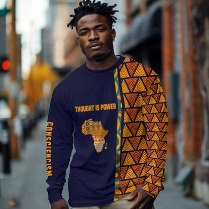 Kwame Nkrumah Ghana Long Sleeve Shirt African Map Pattern Design and Economic Freedom Quote Tribute - African Pride