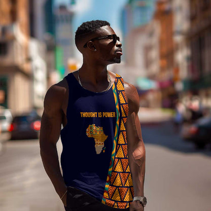 Kwame Nkrumah Ghana Men Tank Top African Map Pattern Design and Economic Freedom Quote Tribute - African Pride