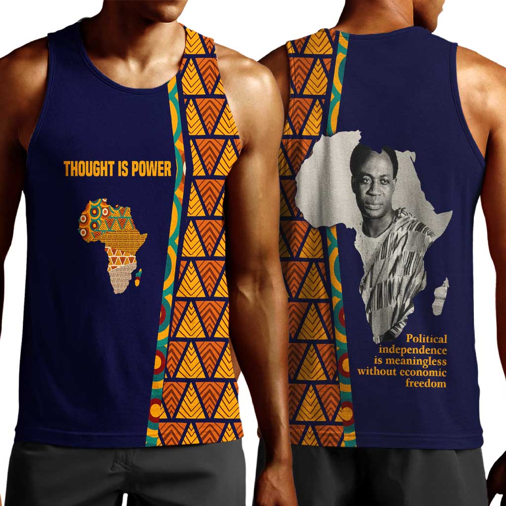 Kwame Nkrumah Ghana Men Tank Top African Map Pattern Design and Economic Freedom Quote Tribute - African Pride