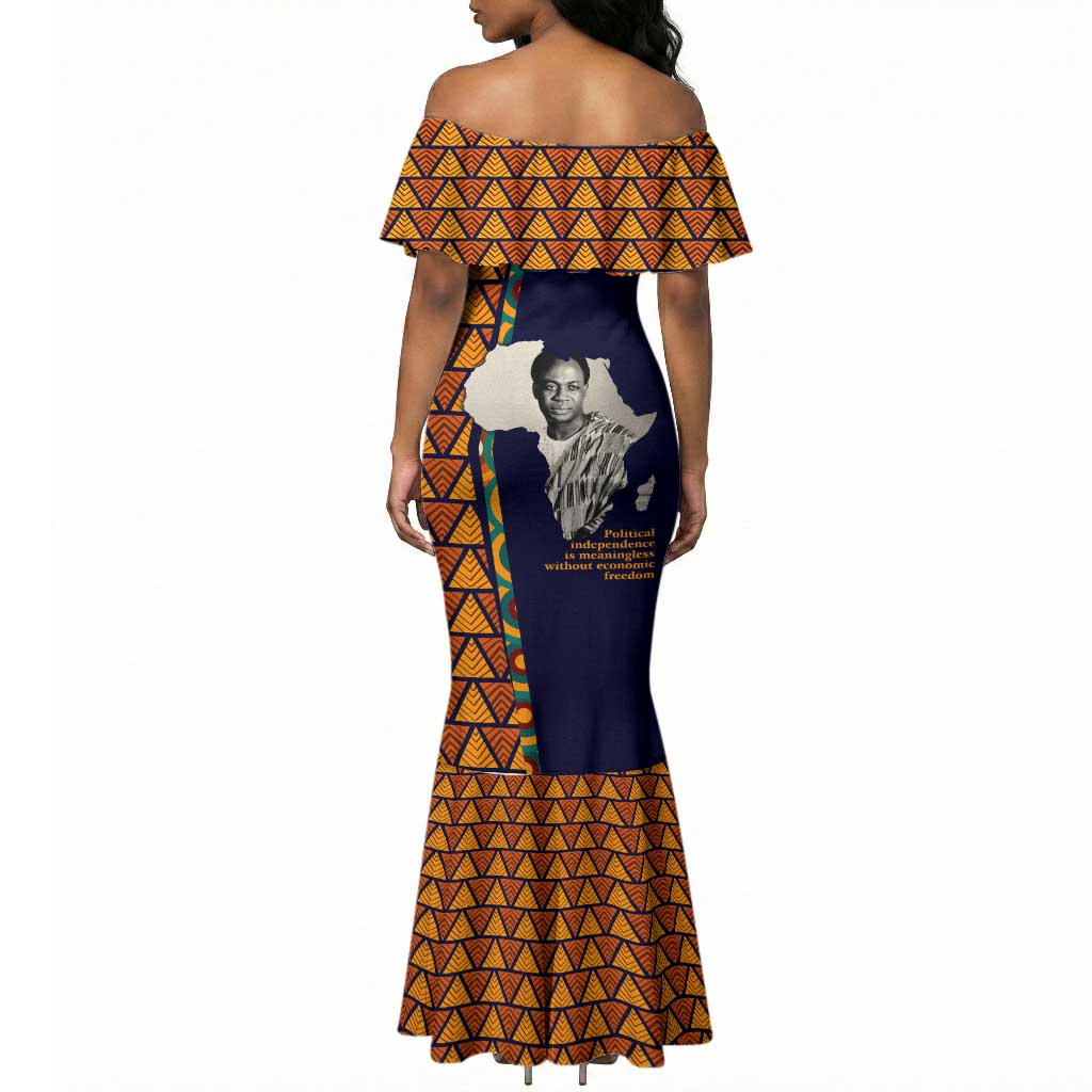 Kwame Nkrumah Ghana Mermaid Dress African Map Pattern Design and Economic Freedom Quote Tribute - African Pride