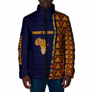 Kwame Nkrumah Ghana Padded Jacket African Map Pattern Design and Economic Freedom Quote Tribute - African Pride