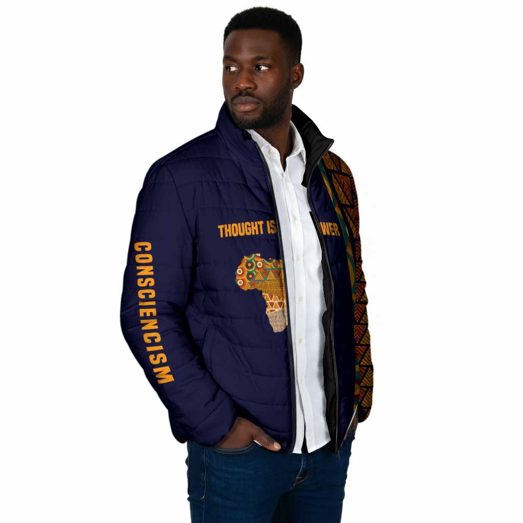 Kwame Nkrumah Ghana Padded Jacket African Map Pattern Design and Economic Freedom Quote Tribute - African Pride