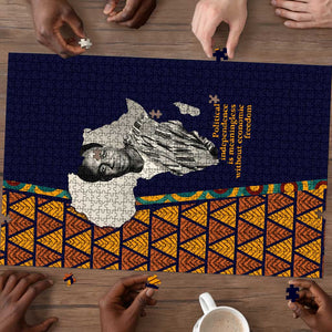 Kwame Nkrumah Ghana Puzzle African Map Pattern Design and Economic Freedom Quote Tribute - African Pride