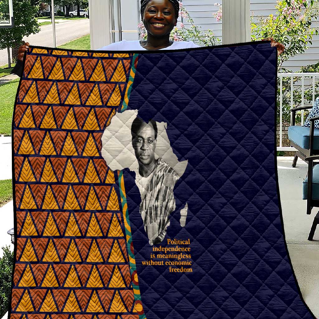 Kwame Nkrumah Ghana Quilt African Map Pattern Design and Economic Freedom Quote Tribute - African Pride
