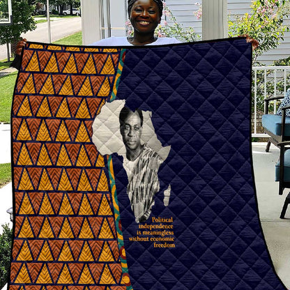 Kwame Nkrumah Ghana Quilt African Map Pattern Design and Economic Freedom Quote Tribute - African Pride