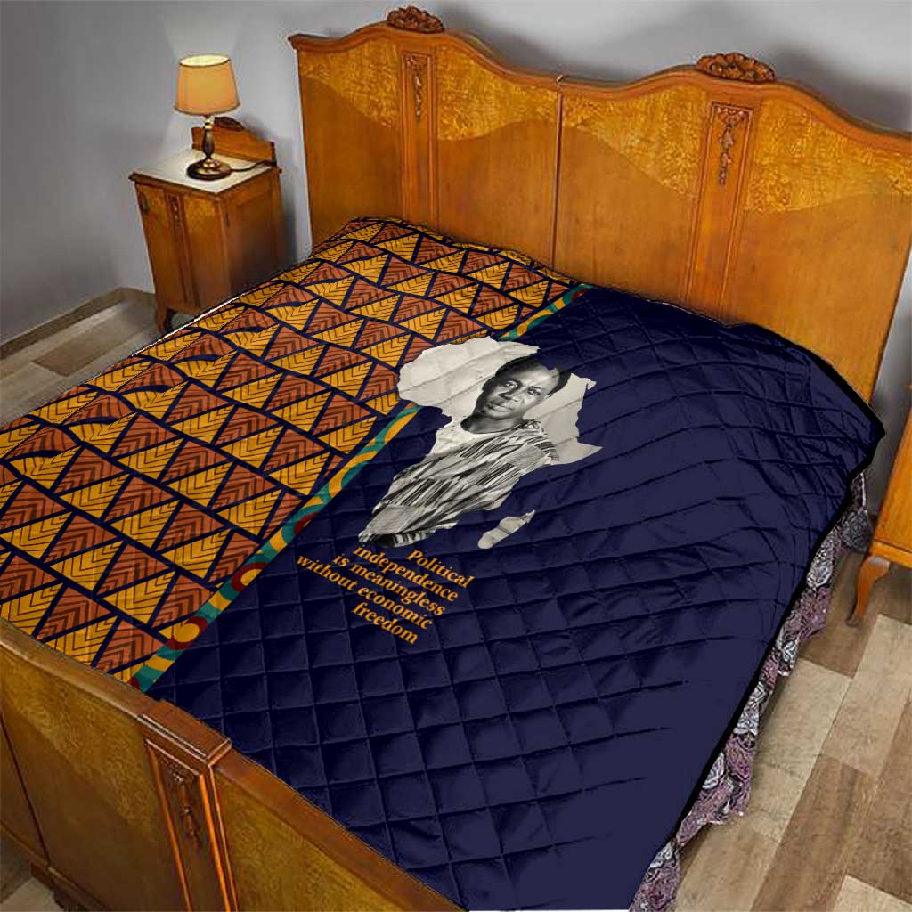 Kwame Nkrumah Ghana Quilt African Map Pattern Design and Economic Freedom Quote Tribute - African Pride