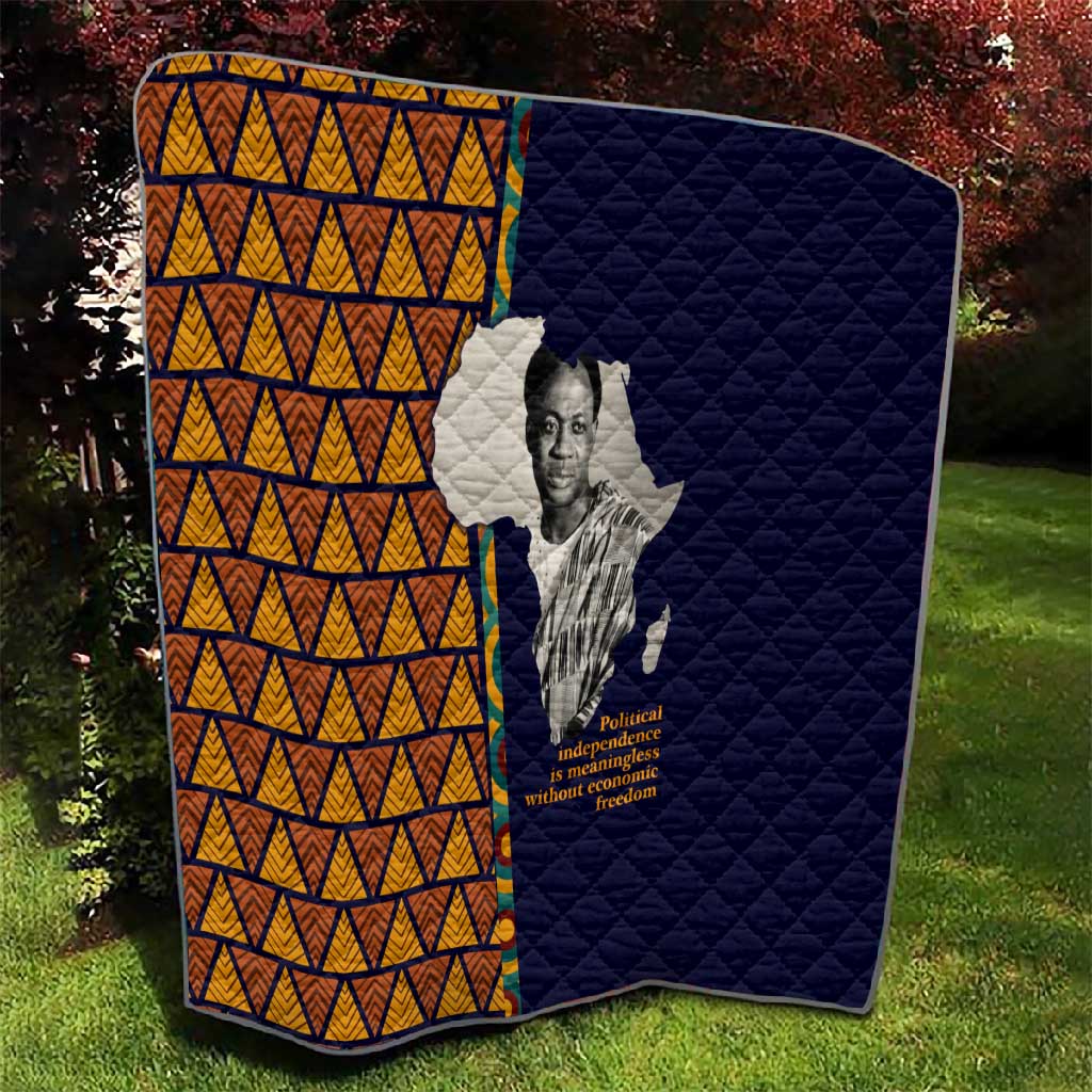 Kwame Nkrumah Ghana Quilt African Map Pattern Design and Economic Freedom Quote Tribute - African Pride