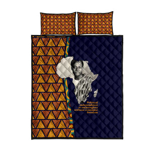 Kwame Nkrumah Ghana Quilt Bed Set African Map Pattern Design and Economic Freedom Quote Tribute - African Pride