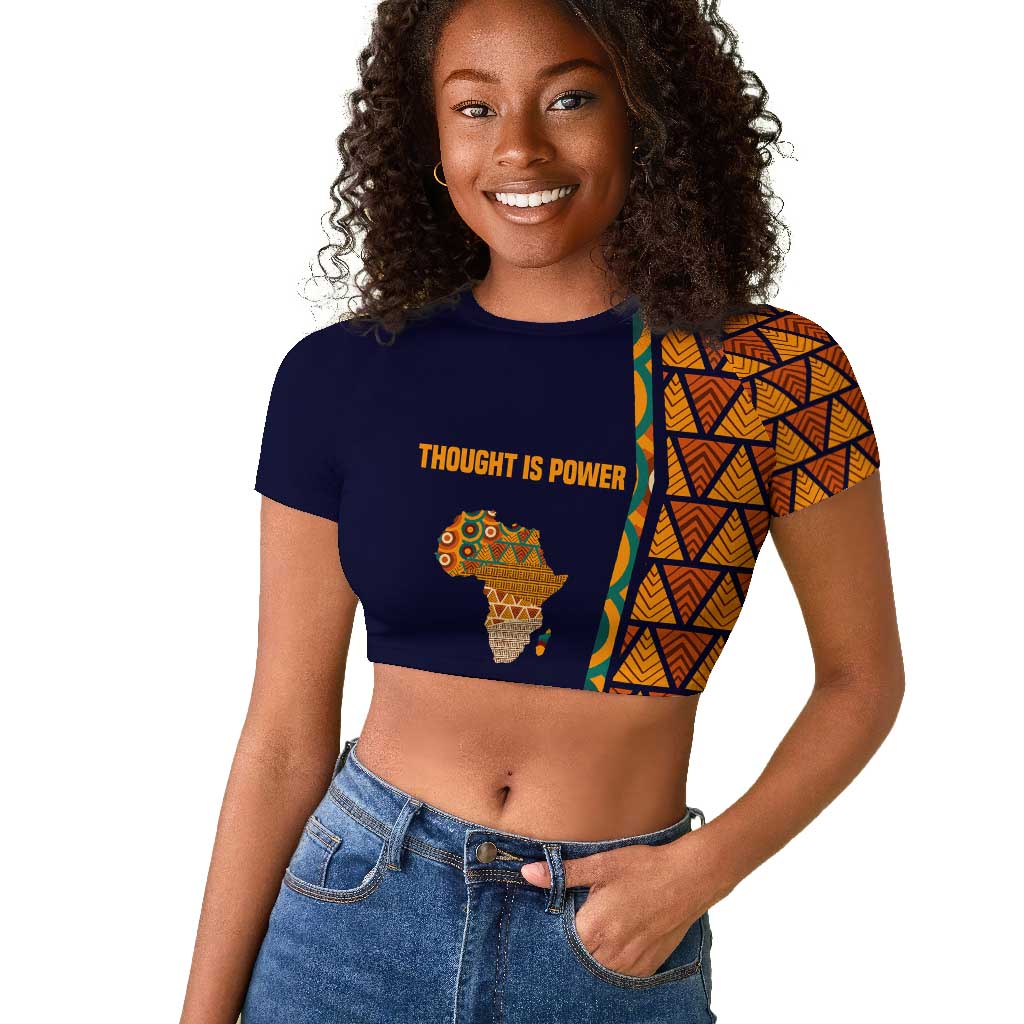Kwame Nkrumah Ghana Raglan Cropped T shirt African Map Pattern Design and Economic Freedom Quote Tribute - African Pride