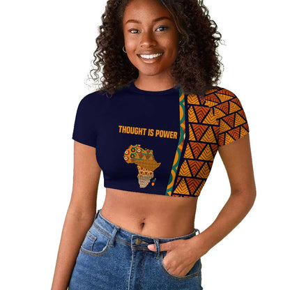 Kwame Nkrumah Ghana Raglan Cropped T shirt African Map Pattern Design and Economic Freedom Quote Tribute - African Pride