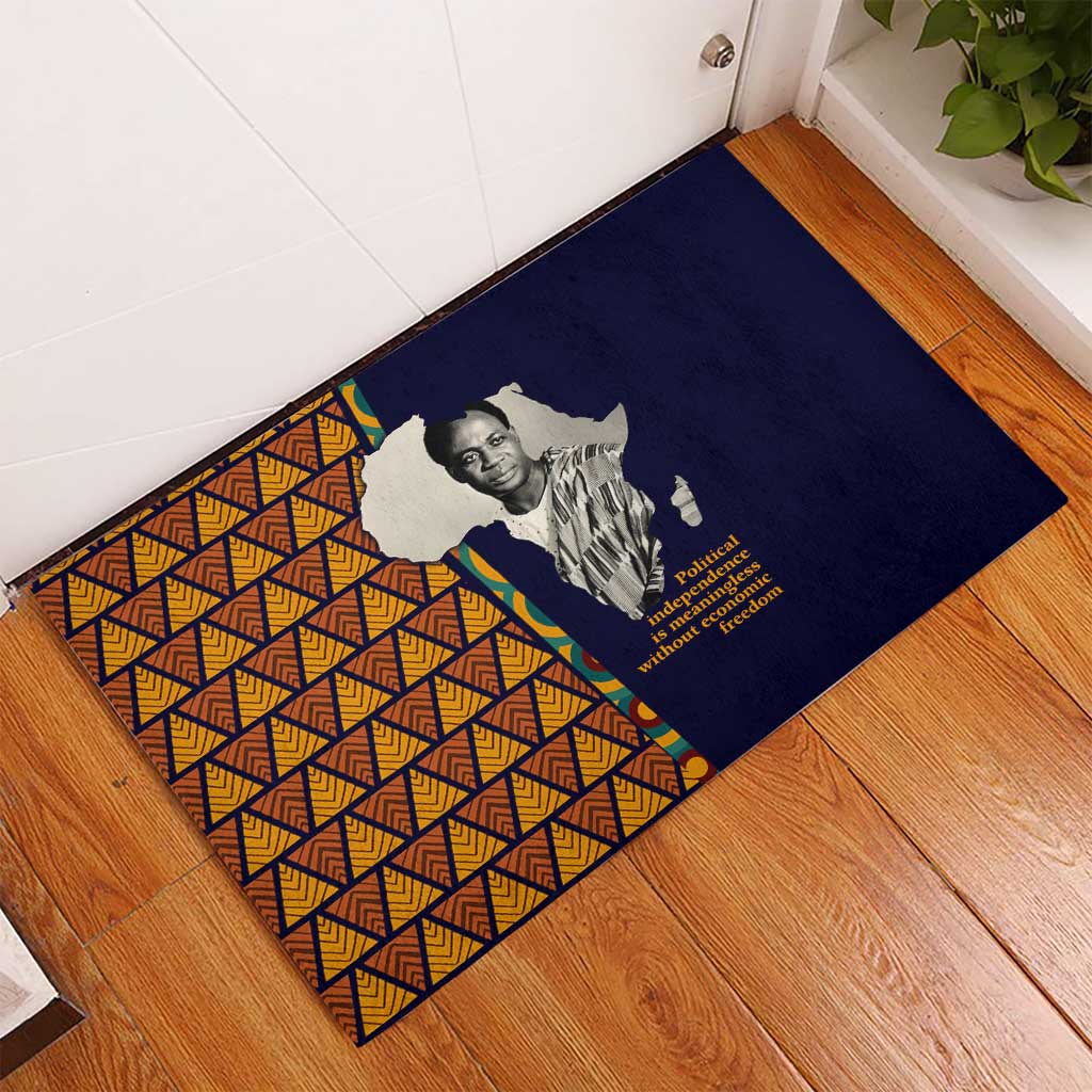 Kwame Nkrumah Ghana Rubber Doormat African Map Pattern Design and Economic Freedom Quote Tribute - African Pride
