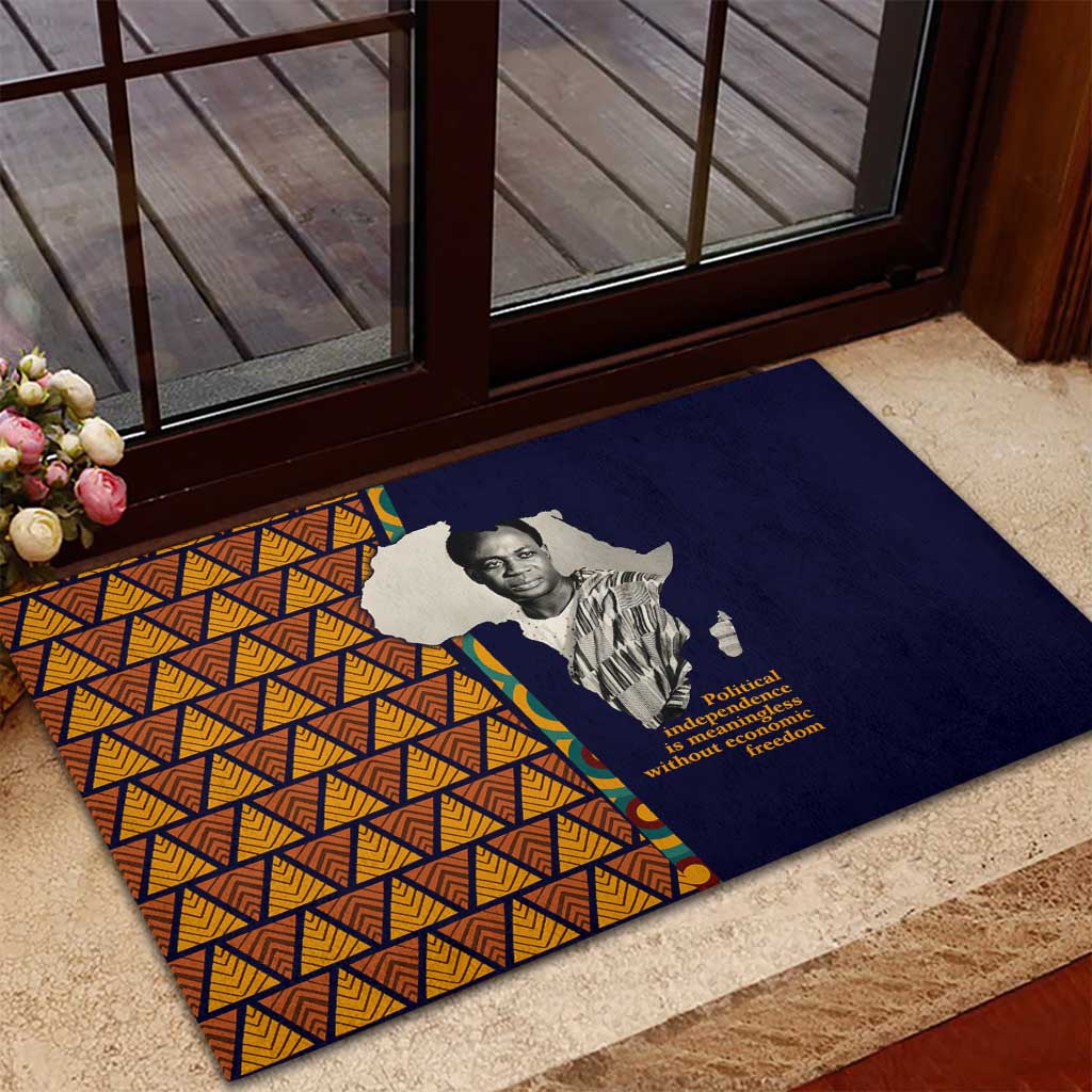 Kwame Nkrumah Ghana Rubber Doormat African Map Pattern Design and Economic Freedom Quote Tribute - African Pride