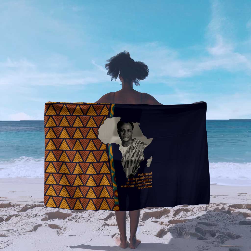 Kwame Nkrumah Ghana Sarong African Map Pattern Design and Economic Freedom Quote Tribute - African Pride