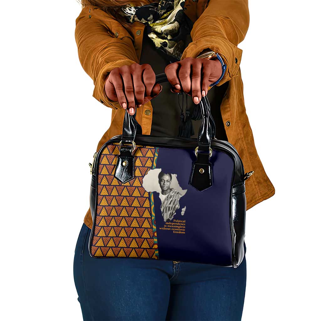 Kwame Nkrumah Ghana Shoulder Handbag African Map Pattern Design and Economic Freedom Quote Tribute - African Pride