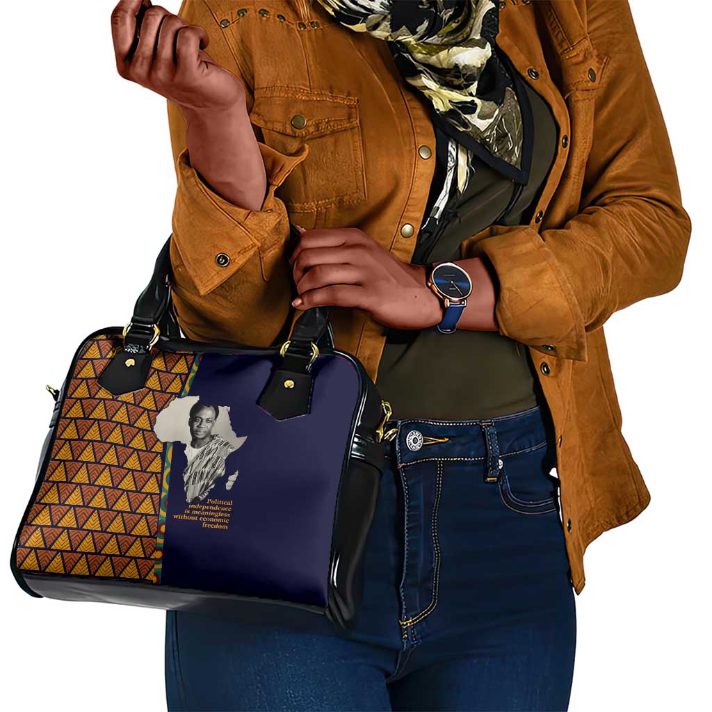 Kwame Nkrumah Ghana Shoulder Handbag African Map Pattern Design and Economic Freedom Quote Tribute - African Pride