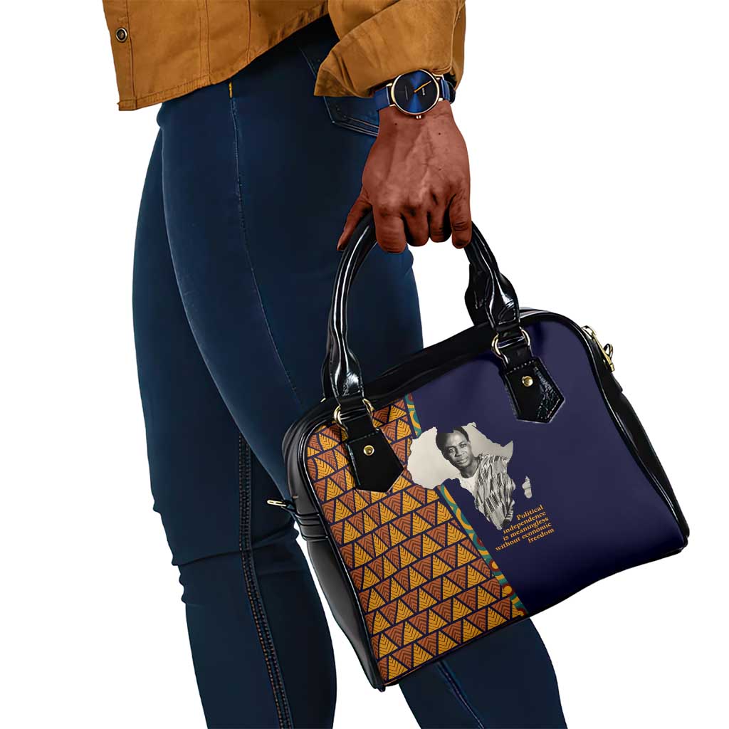 Kwame Nkrumah Ghana Shoulder Handbag African Map Pattern Design and Economic Freedom Quote Tribute - African Pride