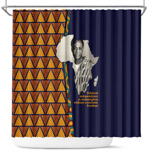 Kwame Nkrumah Ghana Shower Curtain African Map Pattern Design and Economic Freedom Quote Tribute - African Pride