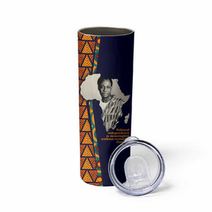 Kwame Nkrumah Ghana Skinny Tumbler African Map Pattern Design and Economic Freedom Quote Tribute - African Pride