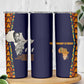Kwame Nkrumah Ghana Skinny Tumbler African Map Pattern Design and Economic Freedom Quote Tribute - African Pride