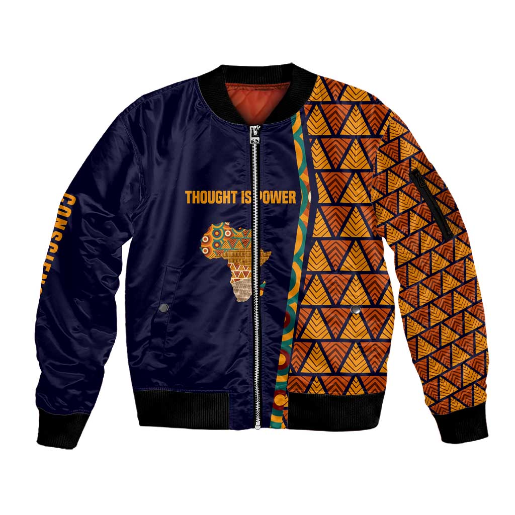 Personalised Afro Zambia Sleeve Zip Bomber Jacket Flag Style Mix Kente Pattern LT15 main image 1