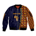 Kwame Nkrumah Ghana Sleeve Zip Bomber Jacket African Map Pattern Design and Economic Freedom Quote Tribute - African Pride