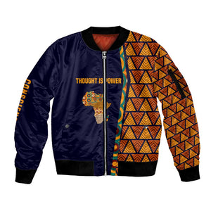 Kwame Nkrumah Ghana Sleeve Zip Bomber Jacket African Map Pattern Design and Economic Freedom Quote Tribute - African Pride