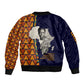 Kwame Nkrumah Ghana Sleeve Zip Bomber Jacket African Map Pattern Design and Economic Freedom Quote Tribute - African Pride