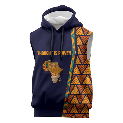 Kwame Nkrumah Ghana Sleeveless Hoodie African Map Pattern Design and Economic Freedom Quote Tribute - African Pride