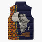 Kwame Nkrumah Ghana Sleeveless Puffer Jacket African Map Pattern Design and Economic Freedom Quote Tribute - African Pride