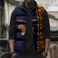 Kwame Nkrumah Ghana Sleeveless Puffer Jacket African Map Pattern Design and Economic Freedom Quote Tribute - African Pride
