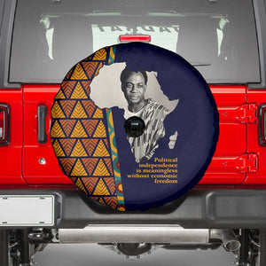 Kwame Nkrumah Ghana Spare Tire Cover African Map Pattern Design and Economic Freedom Quote Tribute - African Pride