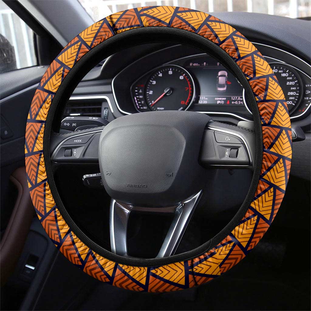 Kwame Nkrumah Ghana Steering Wheel Cover African Map Pattern Design and Economic Freedom Quote Tribute - African Pride