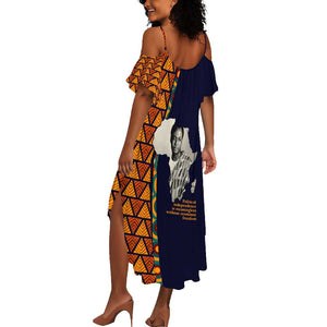 Kwame Nkrumah Ghana Summer Maxi Dress African Map Pattern Design and Economic Freedom Quote Tribute - African Pride