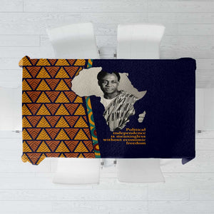 Kwame Nkrumah Ghana Tablecloth African Map Pattern Design and Economic Freedom Quote Tribute - African Pride