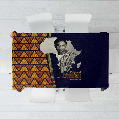 Kwame Nkrumah Ghana Tablecloth African Map Pattern Design and Economic Freedom Quote Tribute - African Pride