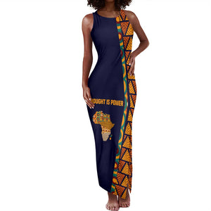 Kwame Nkrumah Ghana Tank Maxi Dress African Map Pattern Design and Economic Freedom Quote Tribute - African Pride