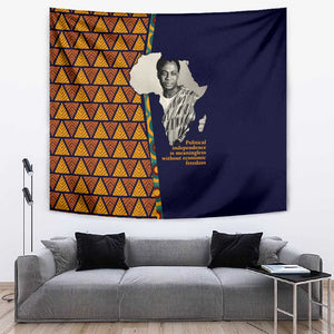 Kwame Nkrumah Ghana Tapestry African Map Pattern Design and Economic Freedom Quote Tribute - African Pride