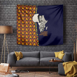 Kwame Nkrumah Ghana Tapestry African Map Pattern Design and Economic Freedom Quote Tribute - African Pride