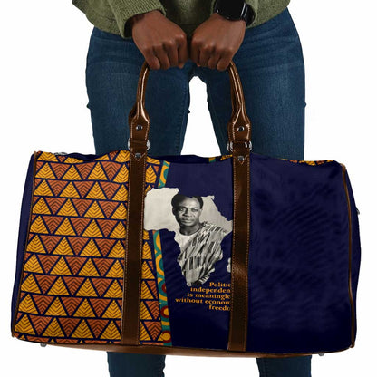 Kwame Nkrumah Ghana Travel Bag African Map Pattern Design and Economic Freedom Quote Tribute - African Pride