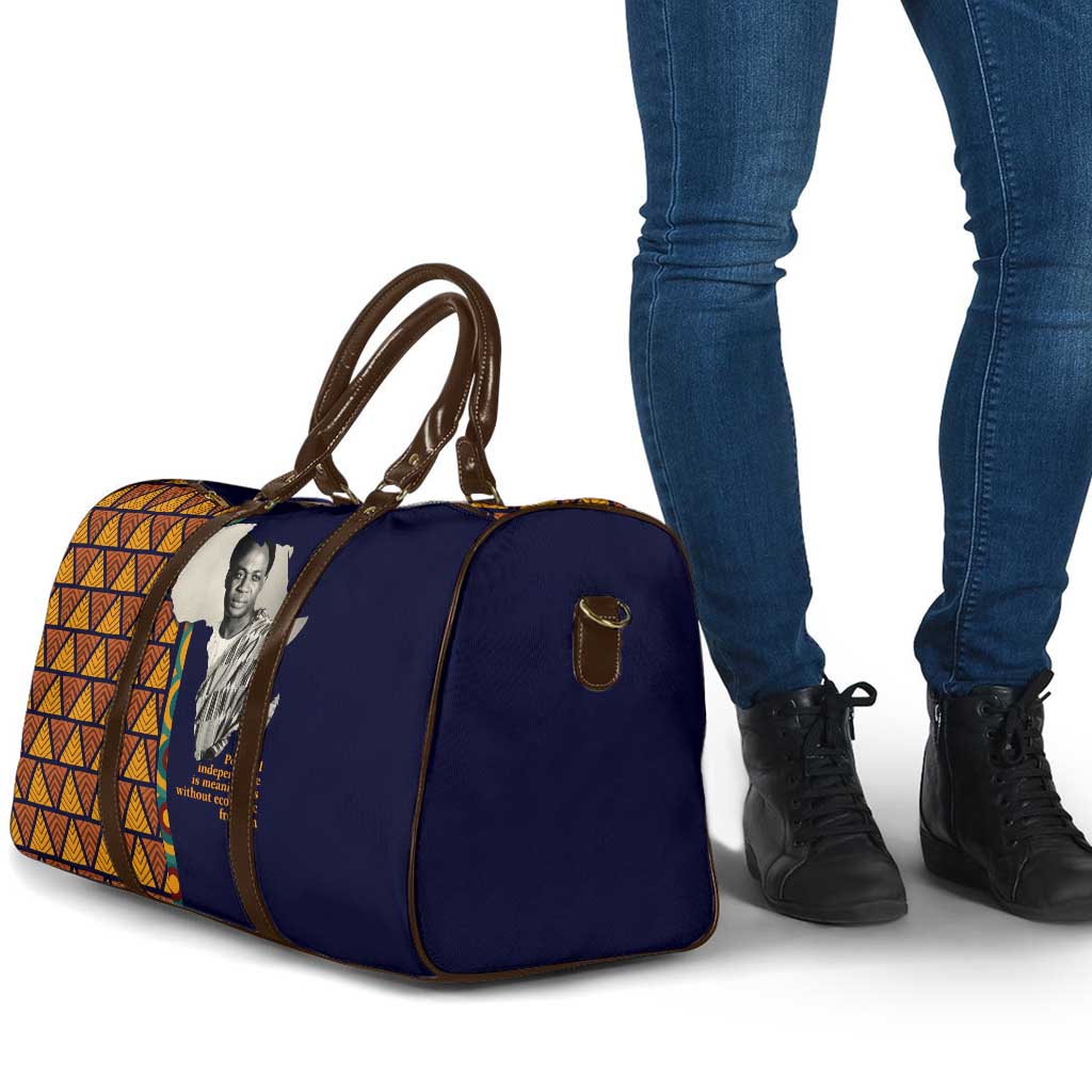 Kwame Nkrumah Ghana Travel Bag African Map Pattern Design and Economic Freedom Quote Tribute - African Pride