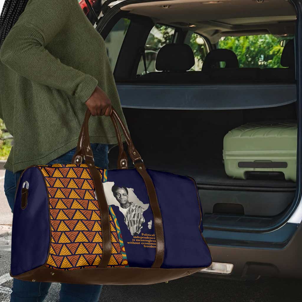 Kwame Nkrumah Ghana Travel Bag African Map Pattern Design and Economic Freedom Quote Tribute - African Pride