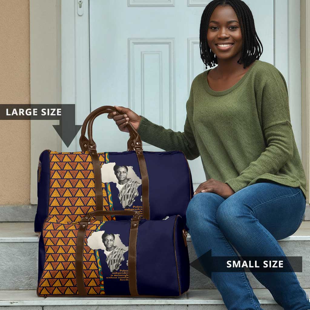 Kwame Nkrumah Ghana Travel Bag African Map Pattern Design and Economic Freedom Quote Tribute - African Pride