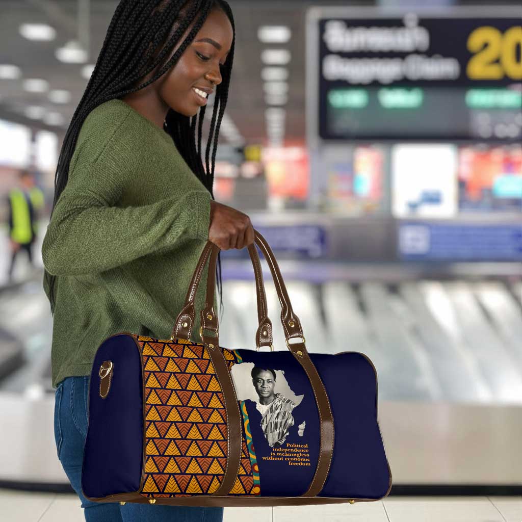 Kwame Nkrumah Ghana Travel Bag African Map Pattern Design and Economic Freedom Quote Tribute - African Pride