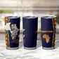Kwame Nkrumah Ghana Tumbler Cup African Map Pattern Design and Economic Freedom Quote Tribute - African Pride