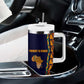 Kwame Nkrumah Ghana Tumbler With Handle African Map Pattern Design and Economic Freedom Quote Tribute - African Pride