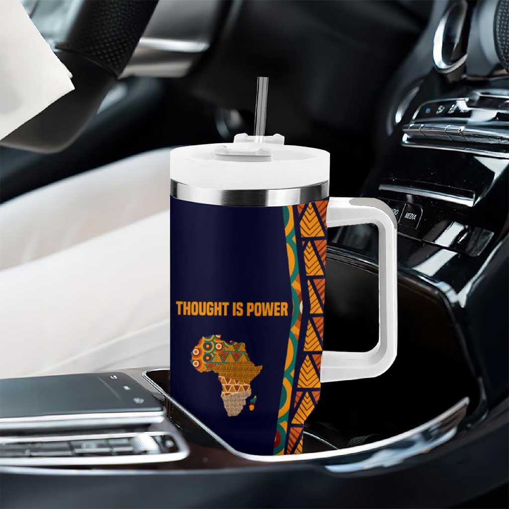 Kwame Nkrumah Ghana Tumbler With Handle African Map Pattern Design and Economic Freedom Quote Tribute - African Pride