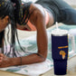 Kwame Nkrumah Ghana Tumbler With Handle African Map Pattern Design and Economic Freedom Quote Tribute - African Pride