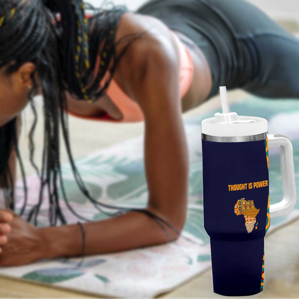 Kwame Nkrumah Ghana Tumbler With Handle African Map Pattern Design and Economic Freedom Quote Tribute - African Pride