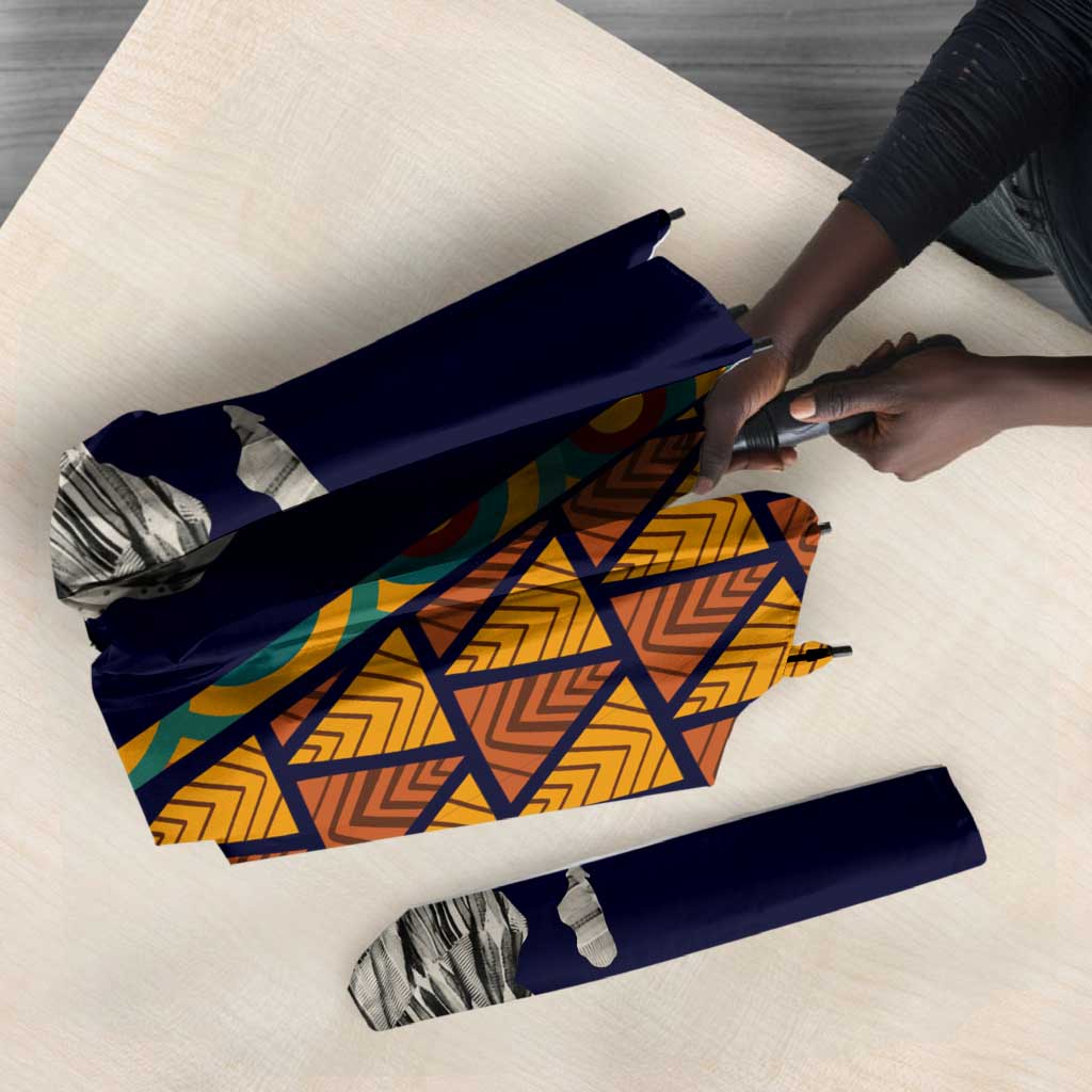 Kwame Nkrumah Ghana Umbrella African Map Pattern Design and Economic Freedom Quote Tribute - African Pride
