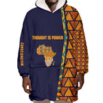 Kwame Nkrumah Ghana Wearable Blanket Hoodie African Map Pattern Design and Economic Freedom Quote Tribute - African Pride